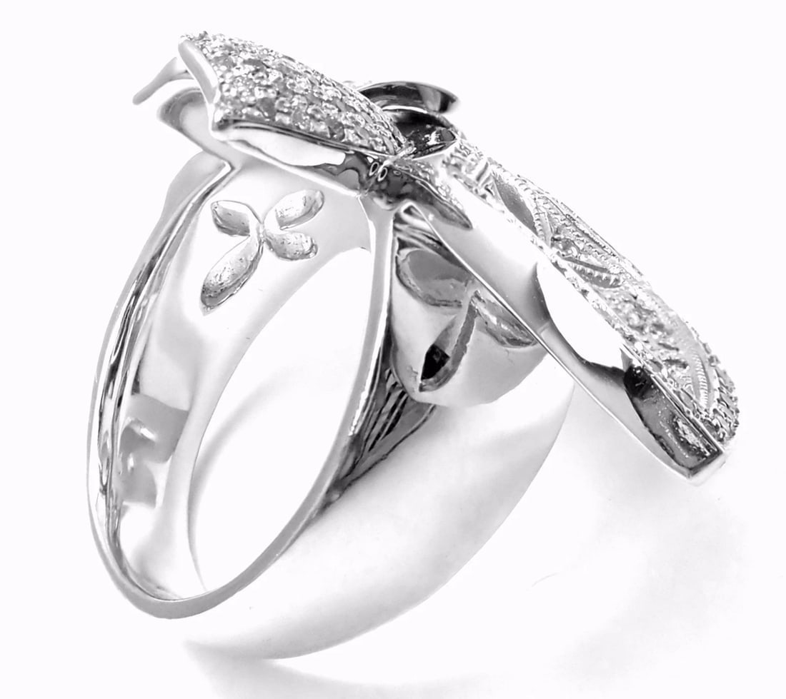 Authentic! Loree Rodkin 18k White Gold Diamond Fleur De Lis Ring Cert. - 4