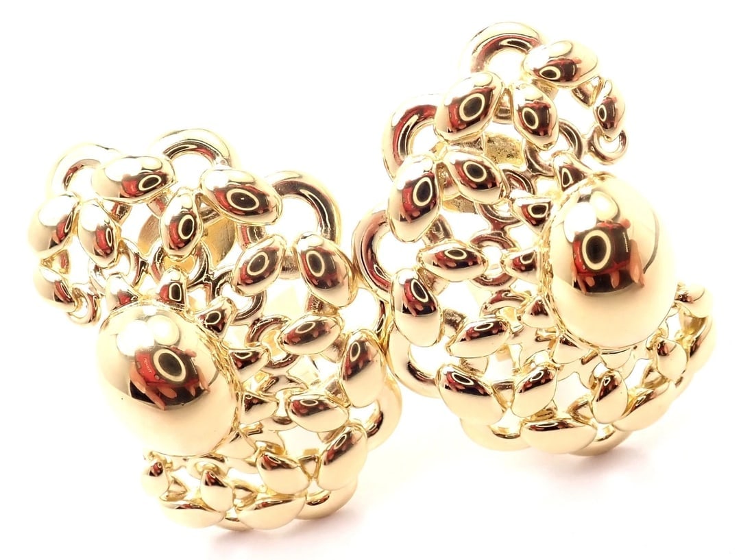 Authentic! Vintage Hermes 18K Yellow Gold Large Earrings - 3