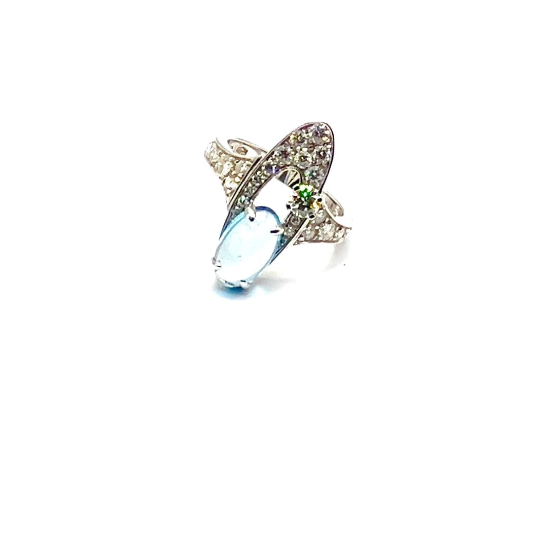 Rare! Authentic Bvlgari Bulgari Elysia 18k White Gold Diamond Blue Topaz Ring - 2