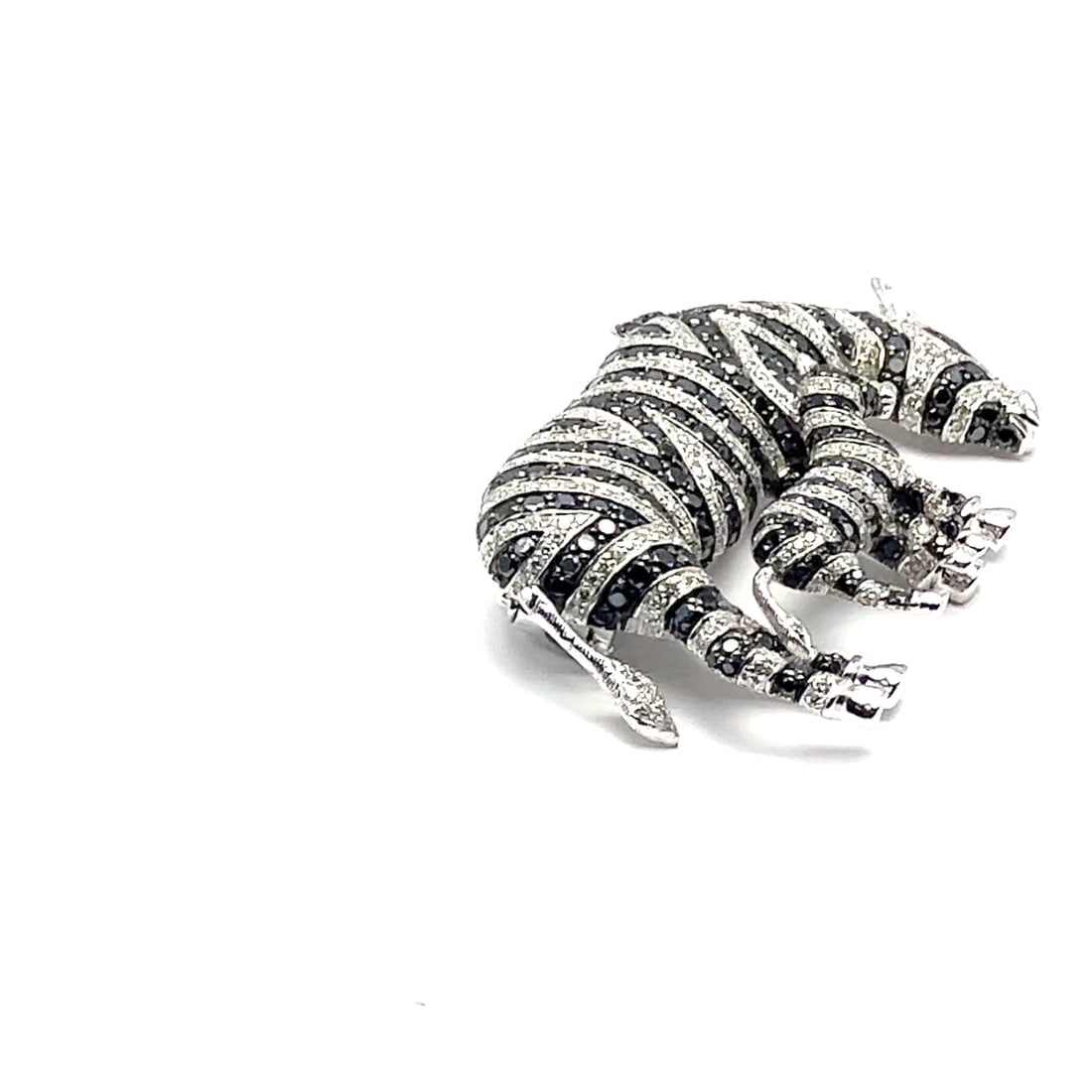 Authentic! Michele Della Valle 18k White Gold White & Black Diamond Zebra Brooch - 2
