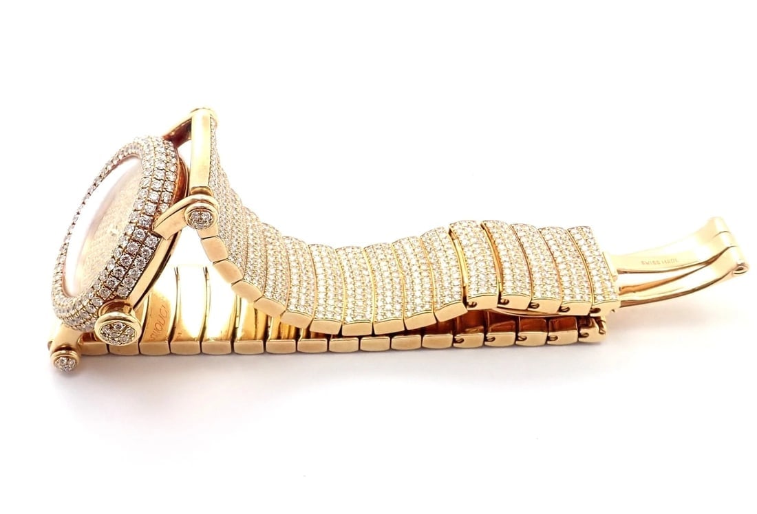 Authentic! Cartier Diabolo Pave 15ct Diamond 18k Yellow Gold Quartz Watch 1450 - 3