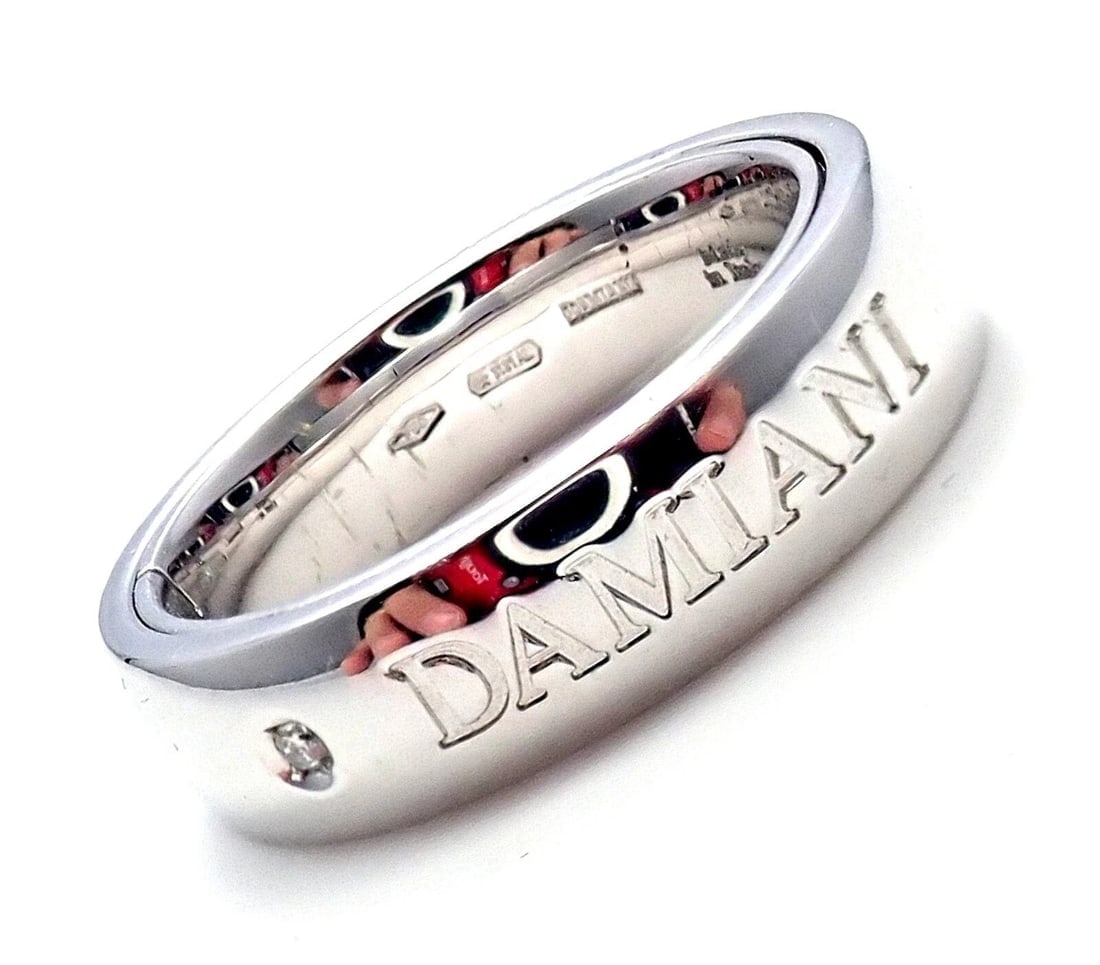 Authentic! Damiani 18k White Gold Diamond Double Band Ring Size 7 Box & Paper - 2