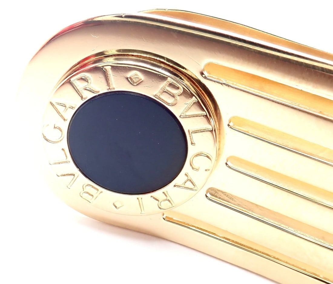 Vintage! Authentic Bulgari Bulgari 18k Yellow Gold Onyx Money Clip - 4