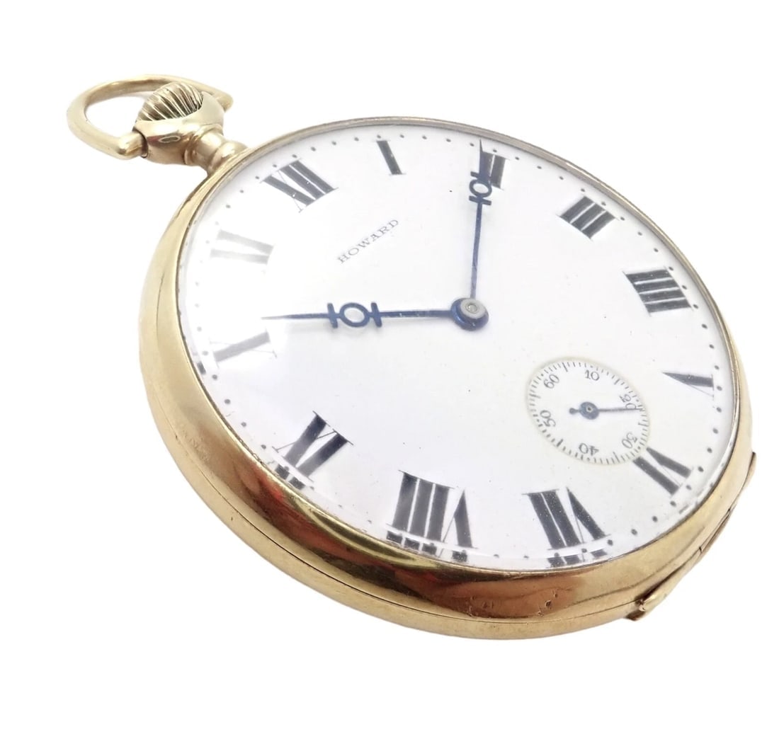 Vintage Howard 14k Yellow Gold 46mm 17j Pocket Watch c. 1920's - 2