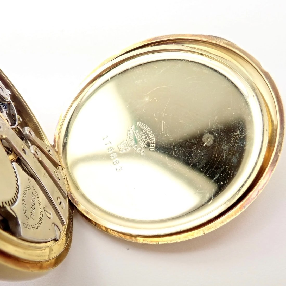 Vintage Howard 14k Yellow Gold 46mm 17j Pocket Watch c. 1920's - 7