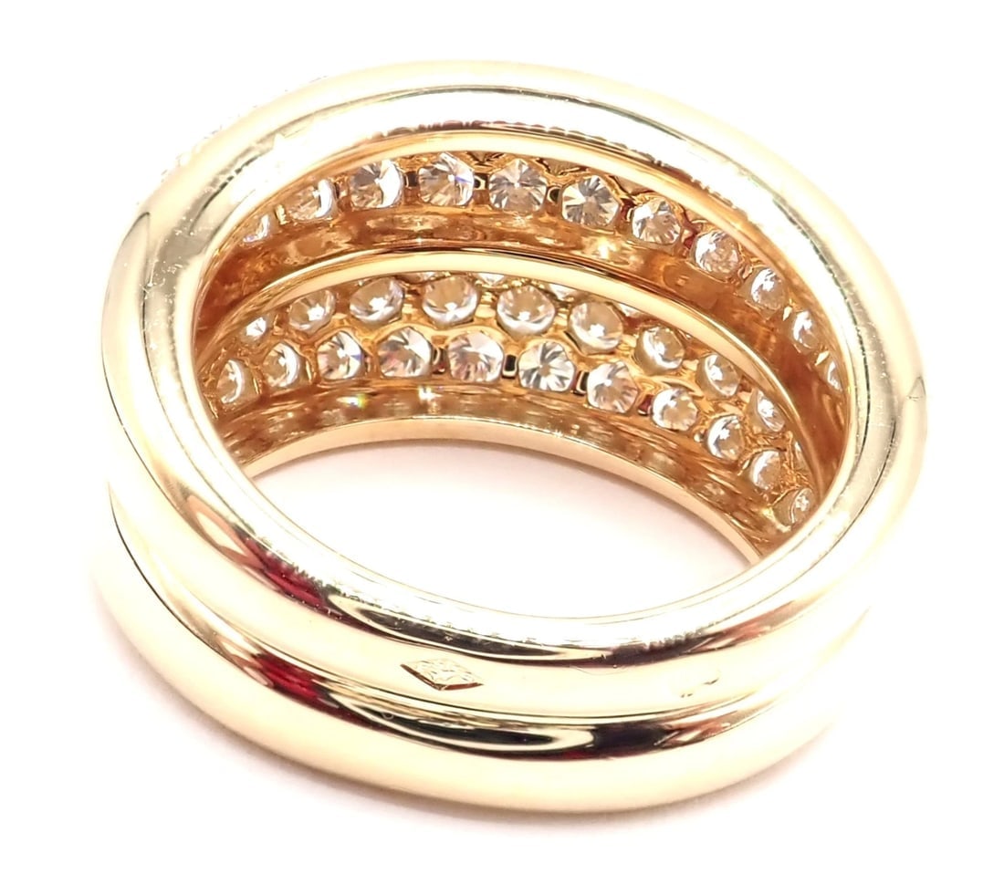Authentic! Cartier 18k Yellow Gold Double Pave Diamond Band Ring 1993 - 6