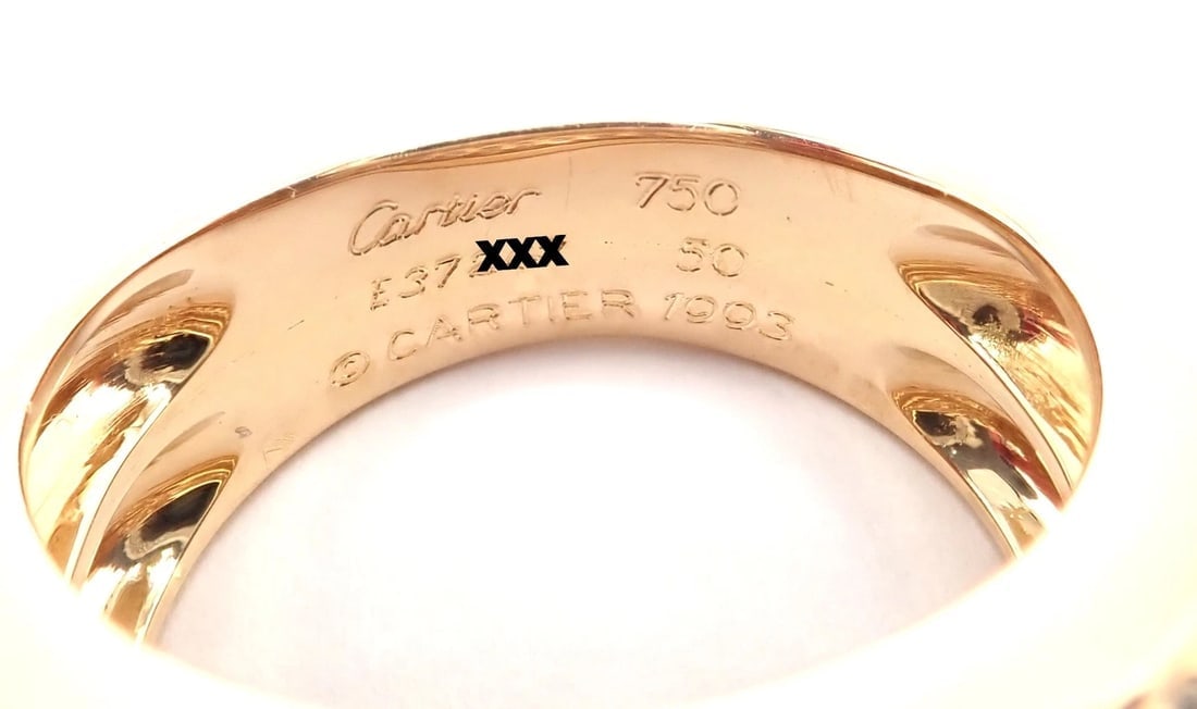 Authentic! Cartier 18k Yellow Gold Double Pave Diamond Band Ring 1993 - 8