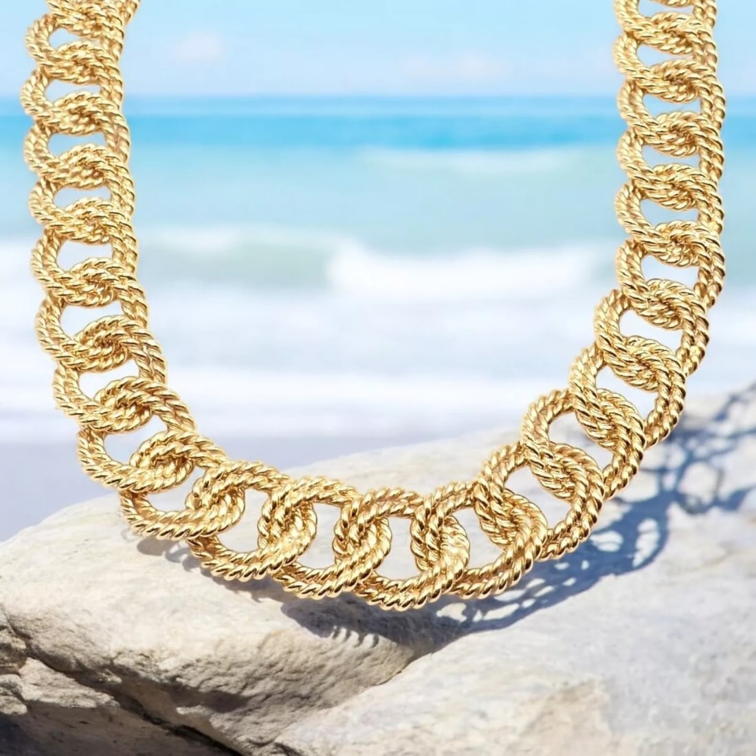 Rare! Authentic Verdura 18k Yellow Gold Rope Link Choker Necklace - 2