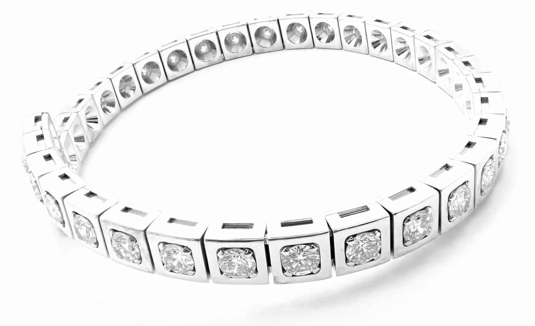 Rare! Authentic Cartier Tectonique 18k White Gold Diamond Tennis Bracelet - 7