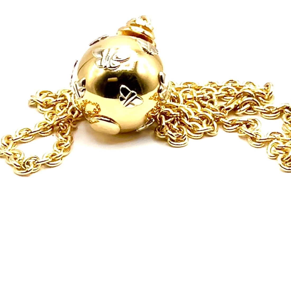 Authentic! Bulgari Bvlgari 18k Yellow Gold Butterfly Globe Pendant Link Chain - 2
