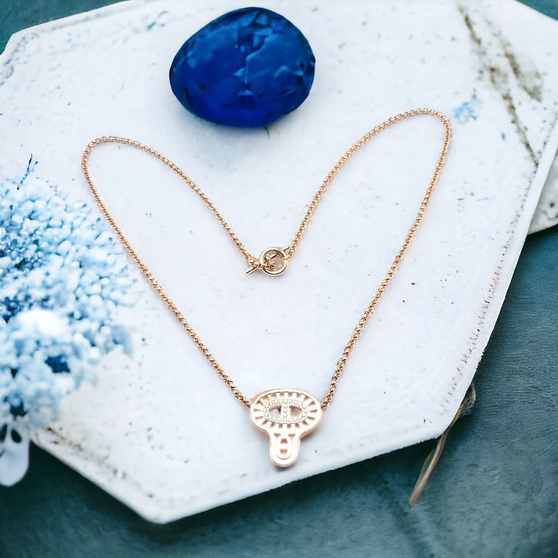 Authentic! Hermes Chaine D'ancre Divine 18k Rose Gold Diamond Necklace Cert Box - 2