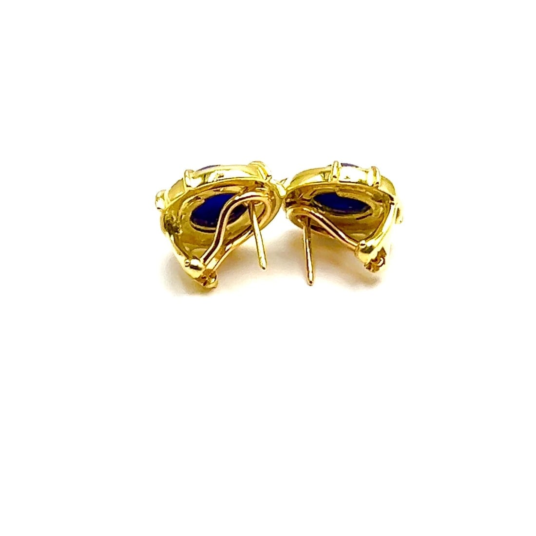 Authentic! Tiffany & Co 18k Yellow Gold Diamond Lapis Lazuli Earrings - 2