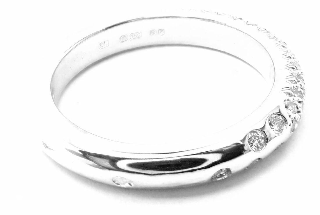 Authentic! Chanel 18k White Gold Diamond Band Ring - 3