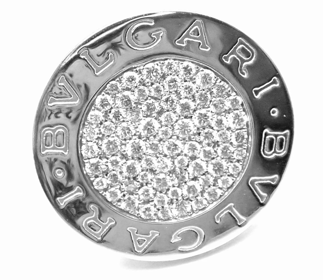 Rare! Authentic Bvlgari Bulgari 18k White Gold Diamond Ring - 3
