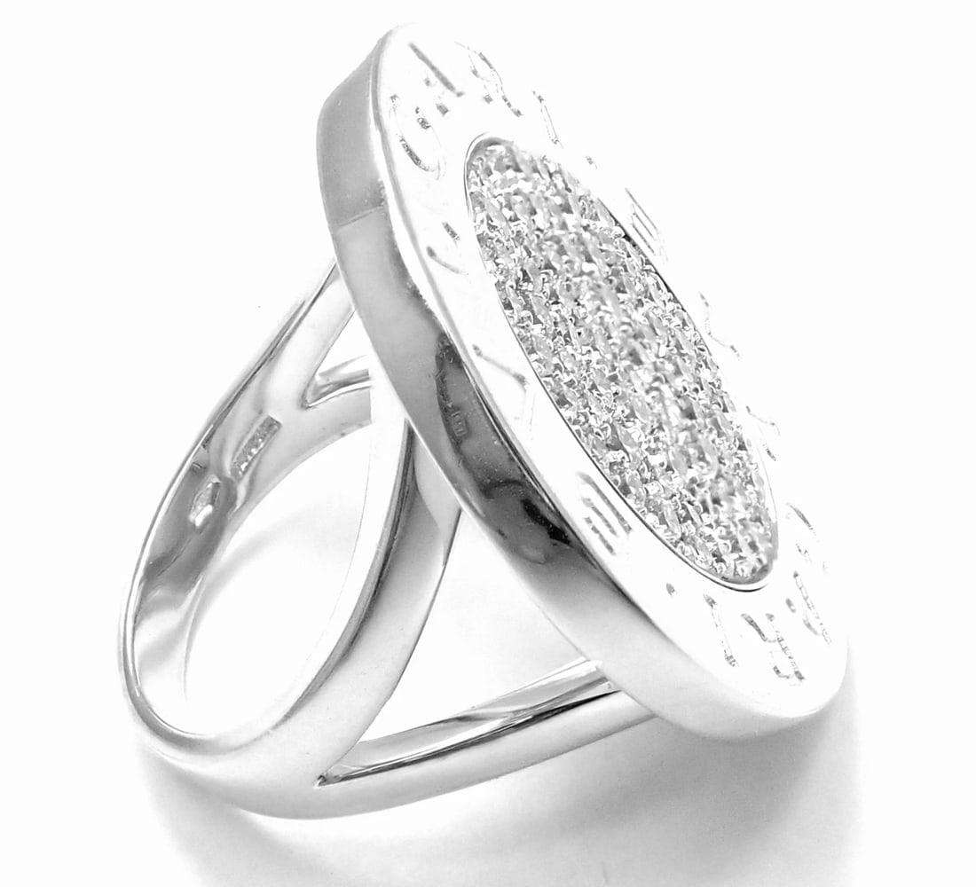 Rare! Authentic Bvlgari Bulgari 18k White Gold Diamond Ring - 4