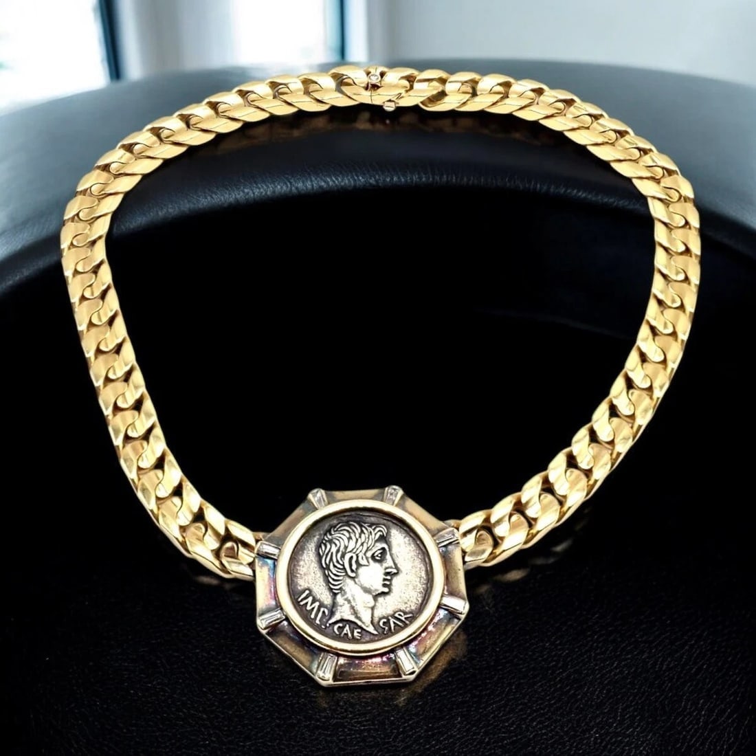 Rare! Bvlgari Bulgari 18k Yellow Gold Diamond Monete Antique Coin Link Necklace - 2