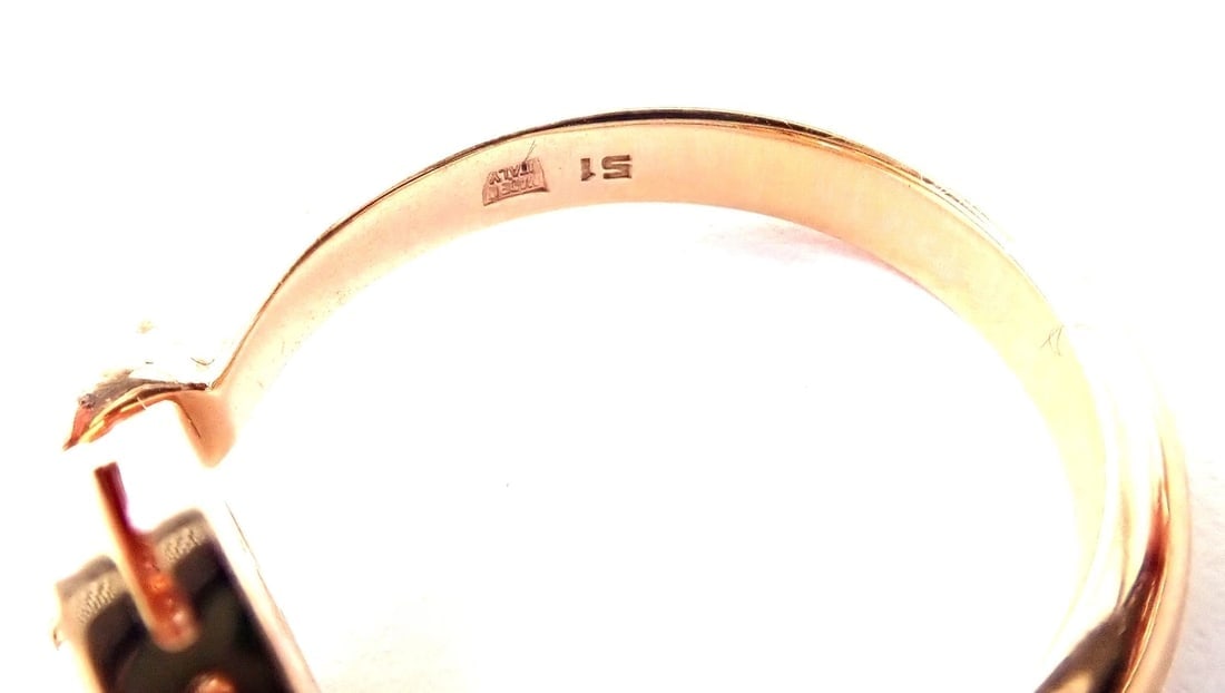 Authentic! BULGARI BVLGARI 18k Rose Gold Diamond Flip Ring Size 5.75 - 7