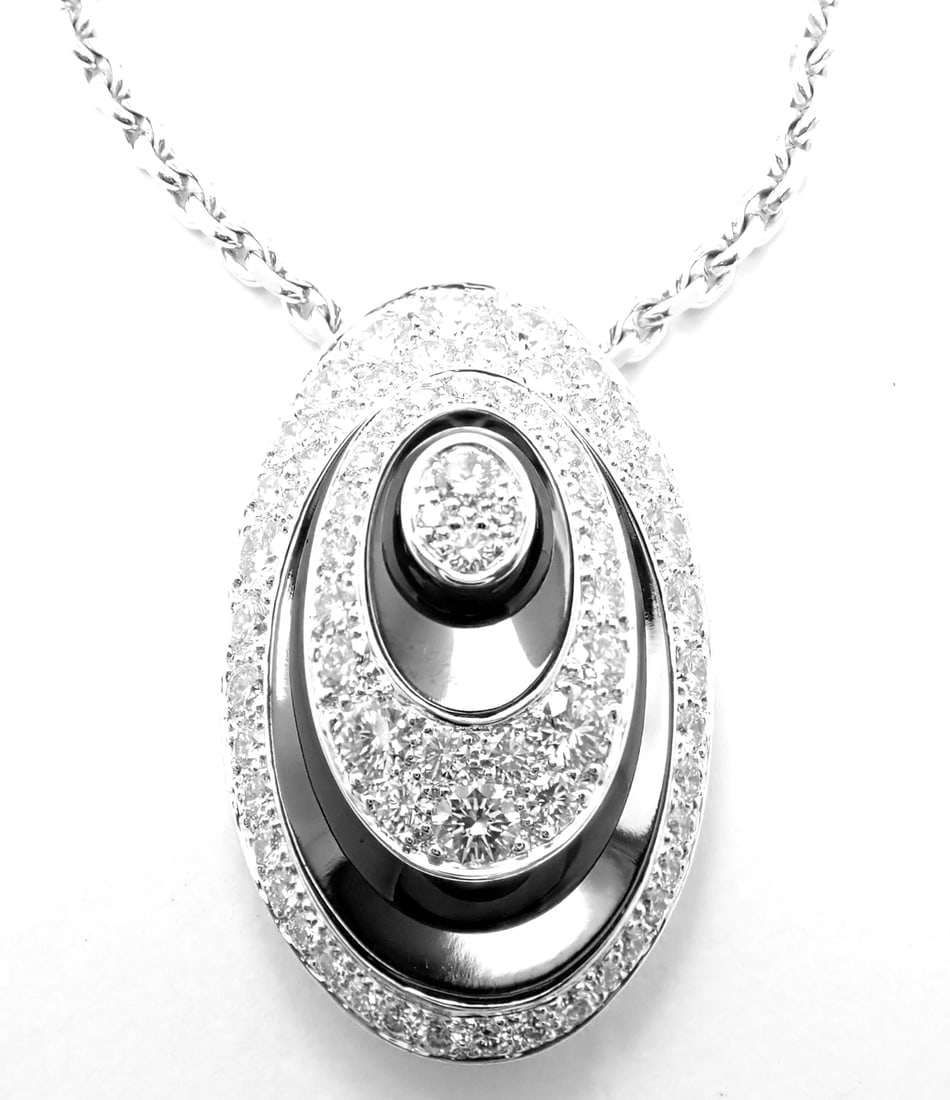 Rare! Authentic Cartier Hypnose 18k White Gold Diamond Silk Cord Chain Necklace - 7