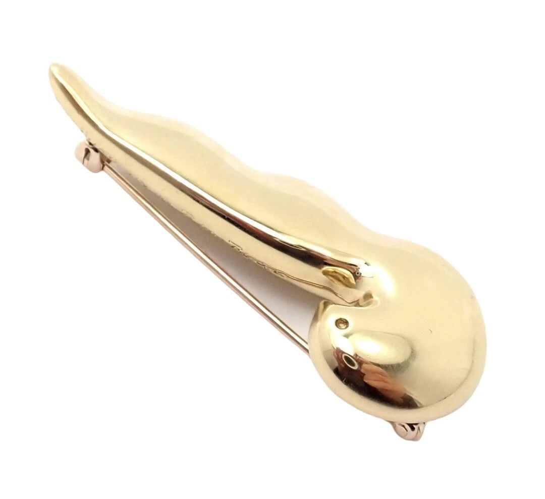 Authentic Tiffany & Co. 18k Yellow Gold Paloma Picasso Dove Bird Pin Brooch 1981 - 6