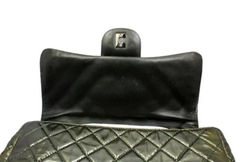 2008 Chanel Classic Jumbo Quilted Patent Leather Rare Olive Green Handbag Purse - 7