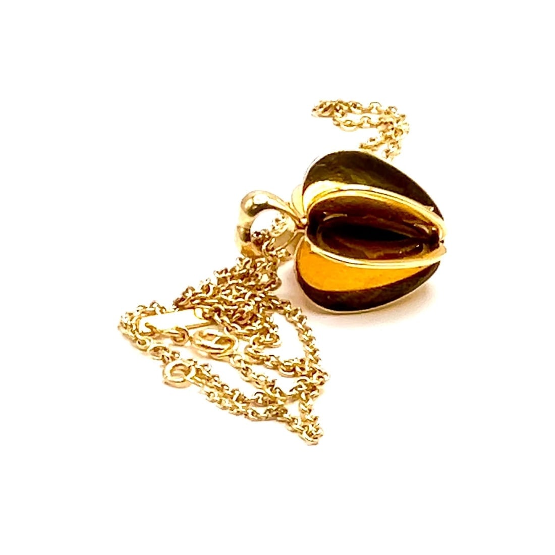 Rare! Cartier 18k Yellow Gold Double C 3D Apple Pendant Chain Necklace - 2