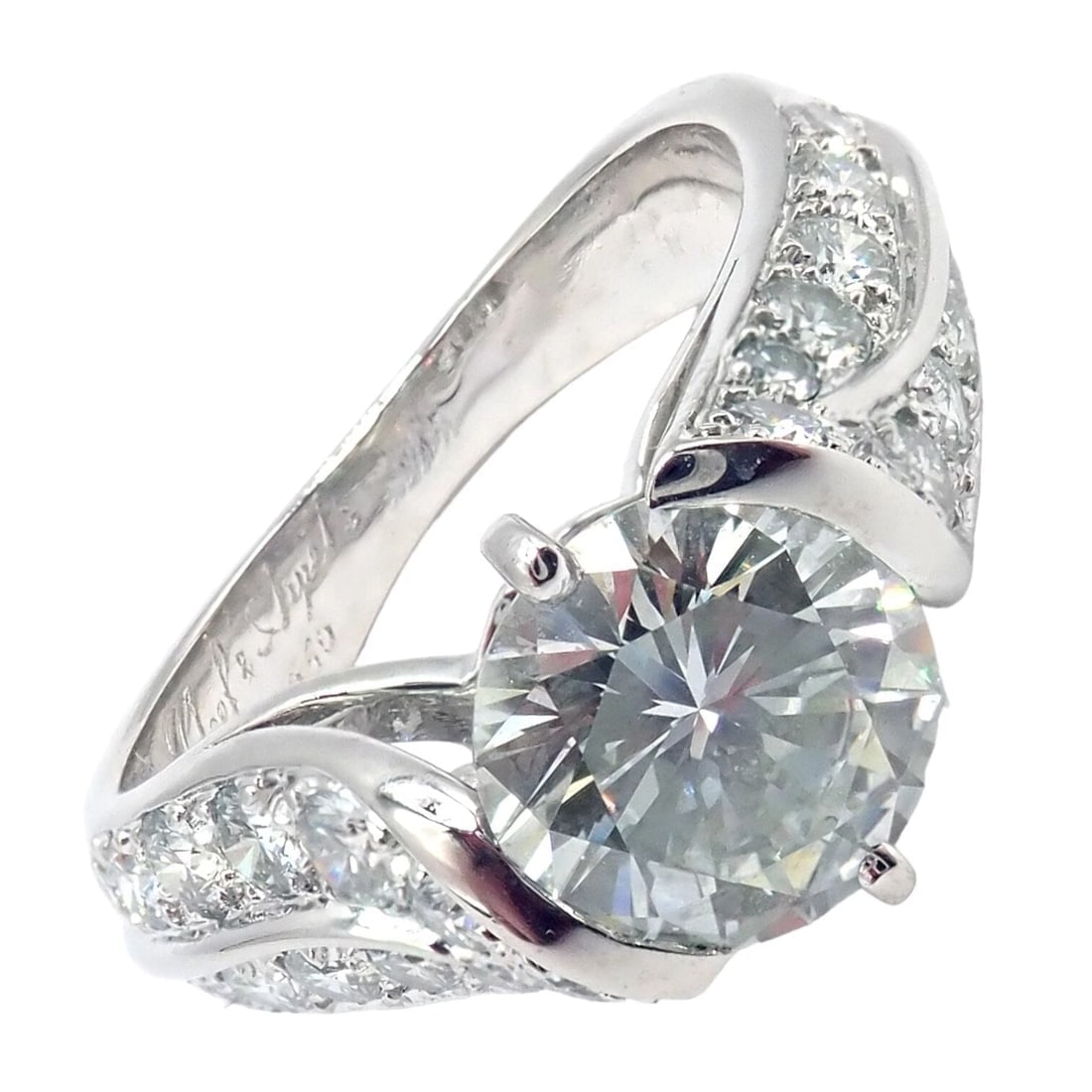 Authentic! Van Cleef & Arpels Platinum 1.88ct VVS1 E Diamond Engagement Ring GIA - 7