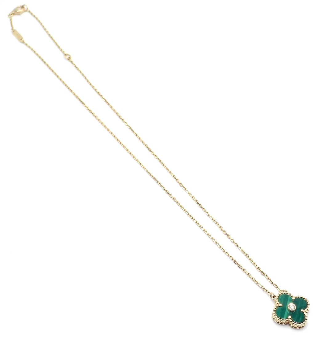Van Cleef & Arpels Diamond 18k Vintage Alhambra Malachite Holiday 2013 Necklace - 5