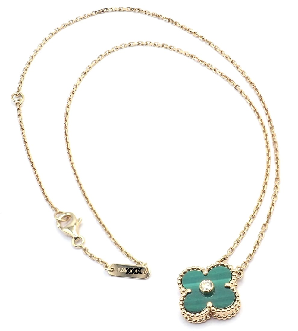 Van Cleef & Arpels Diamond 18k Vintage Alhambra Malachite Holiday 2013 Necklace - 6