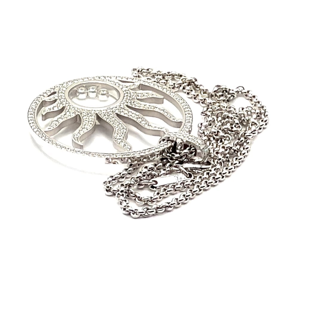Authentic! Chopard Happy Diamond Sun 18K White Gold Pendant Necklace - 2