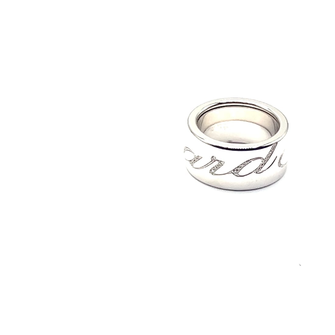Chopard Chopardissimo 18k White Gold Diamond Signature Band Ring Size 6 Cert - 2