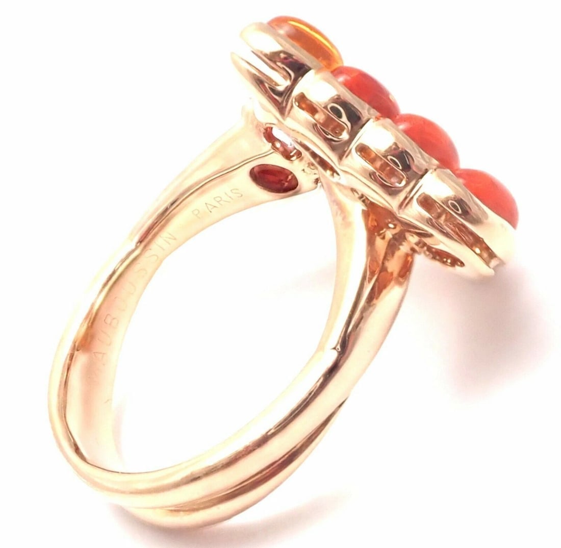 Authentic! Mauboussin Paris 18k Rose Gold Diamond Tourmaline Citrine Ring - 3