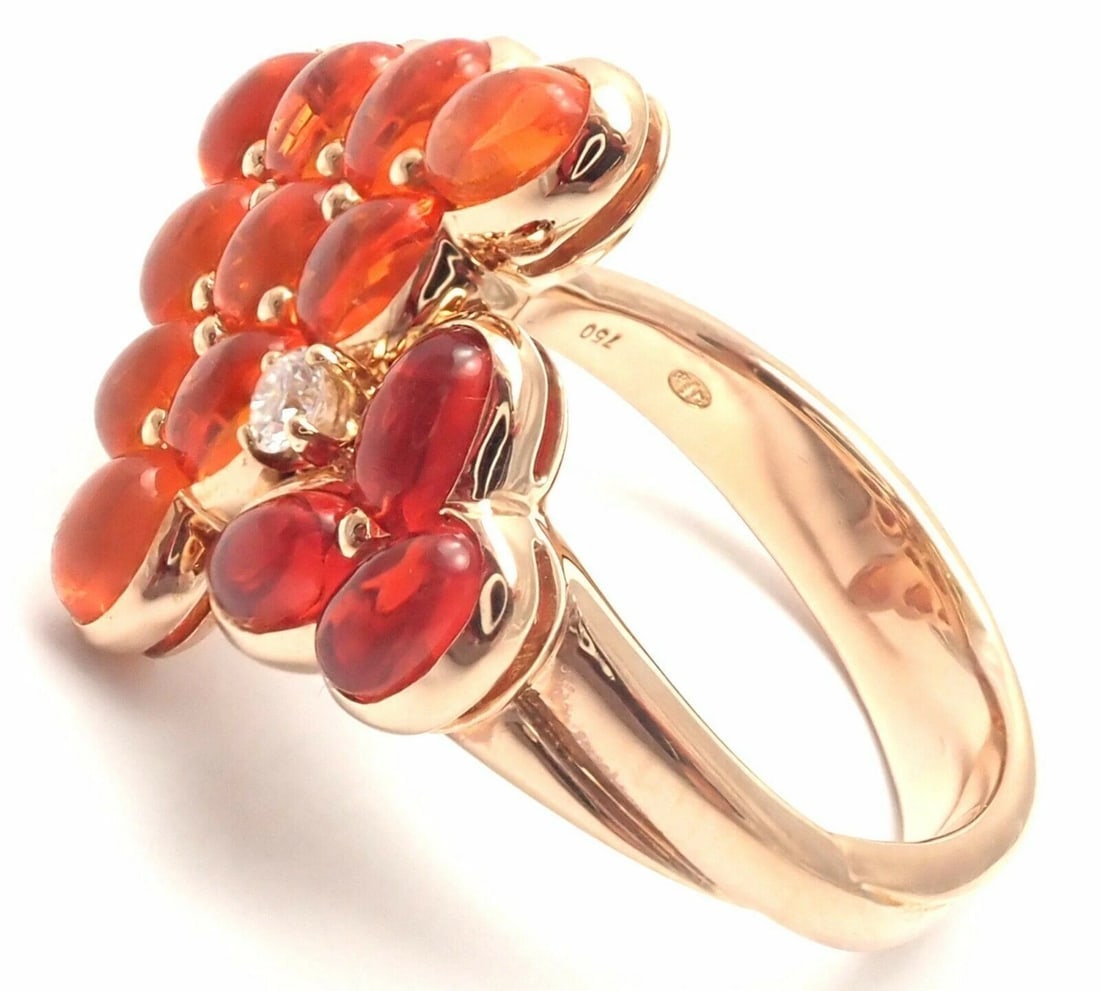 Authentic! Mauboussin Paris 18k Rose Gold Diamond Tourmaline Citrine Ring - 5