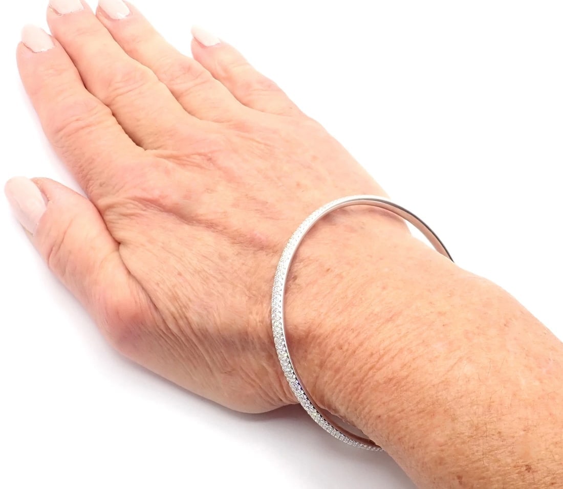 Tiffany & Co Metro 18k White Gold Full Diamond Three Row Bangle Bracelet $22,300 - 4