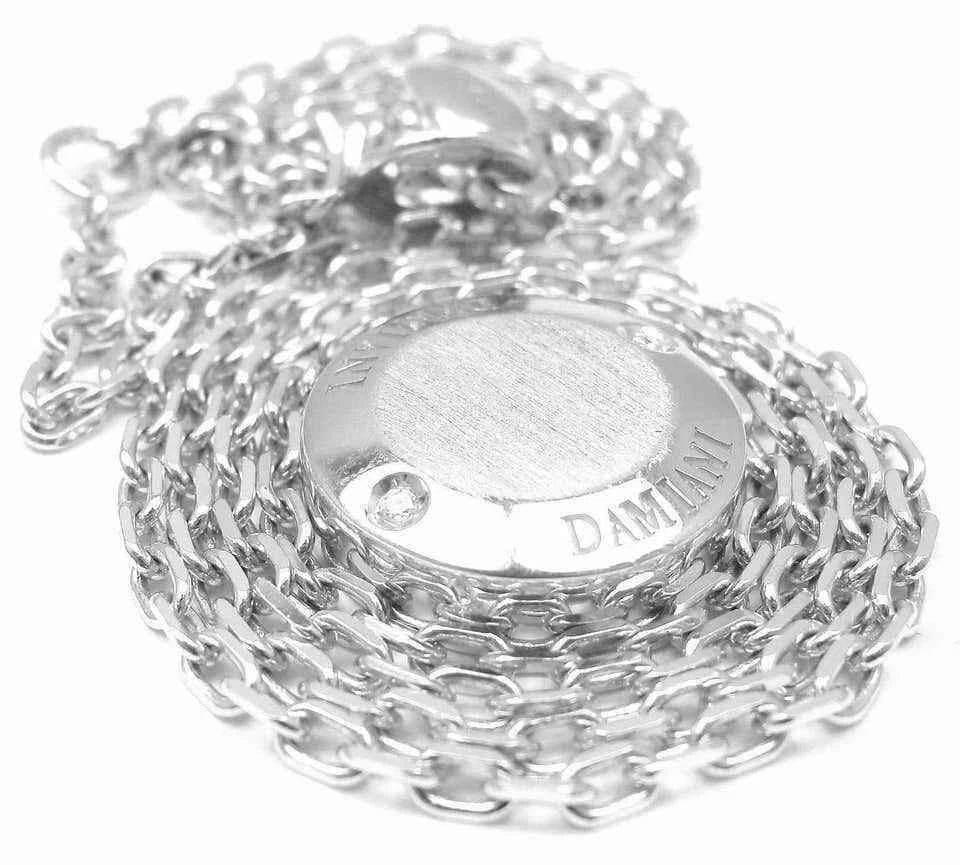 Authentic! Damiani Blasoni Diamond 18k White Gold Pendant Necklace - 3