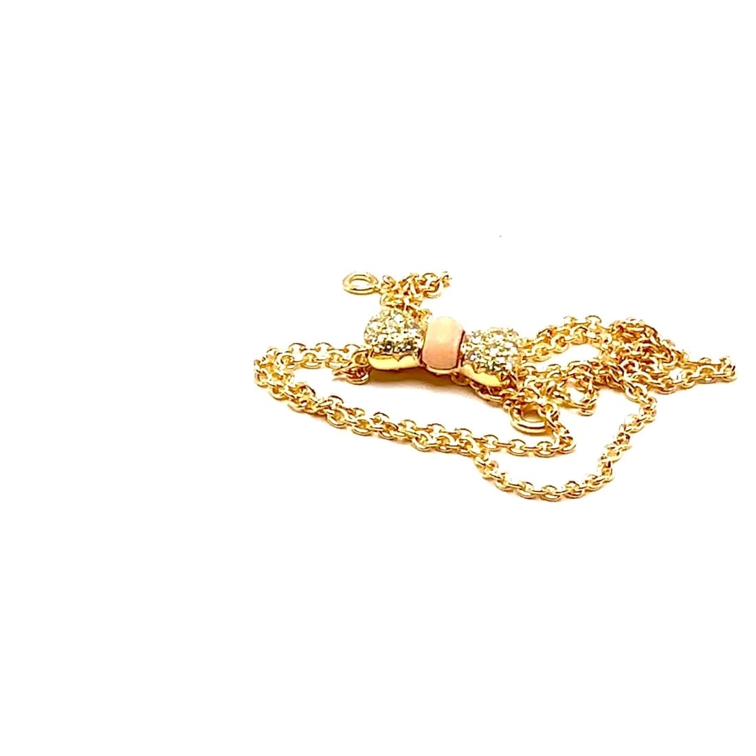 Authentic! Van Cleef & Arpels 18k Yellow Gold Diamond Coral Bow Pendant Necklace - 2