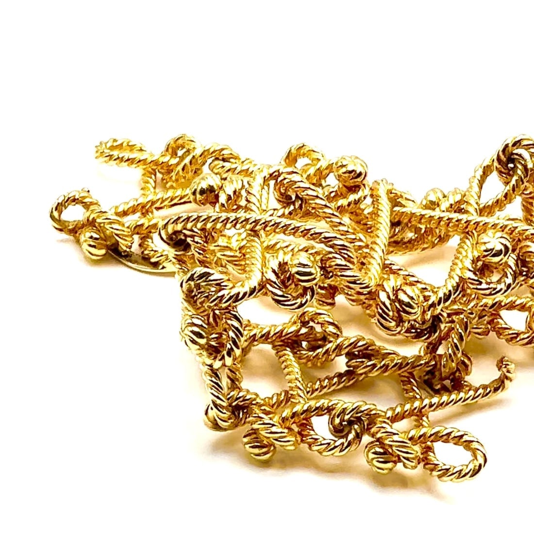 Rare! Authentic Verdura 18k Yellow Gold Twisted Rope Openwork Wide Link Bracelet - 2