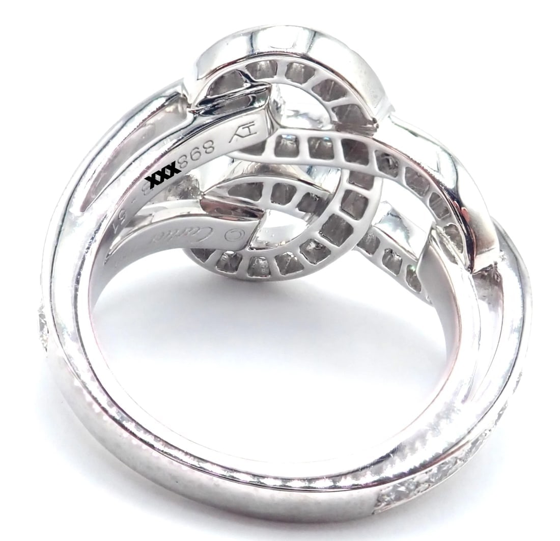 Authentic! Cartier Agrafe 18k White Gold Diamond Band Ring - 3