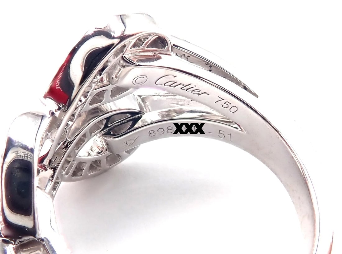 Authentic! Cartier Agrafe 18k White Gold Diamond Band Ring - 5