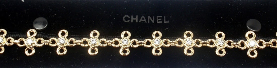 RARE! AUTHENTIC CHANEL 18K YELLOW GOLD DIAMOND BRACELET PAPERS - 9