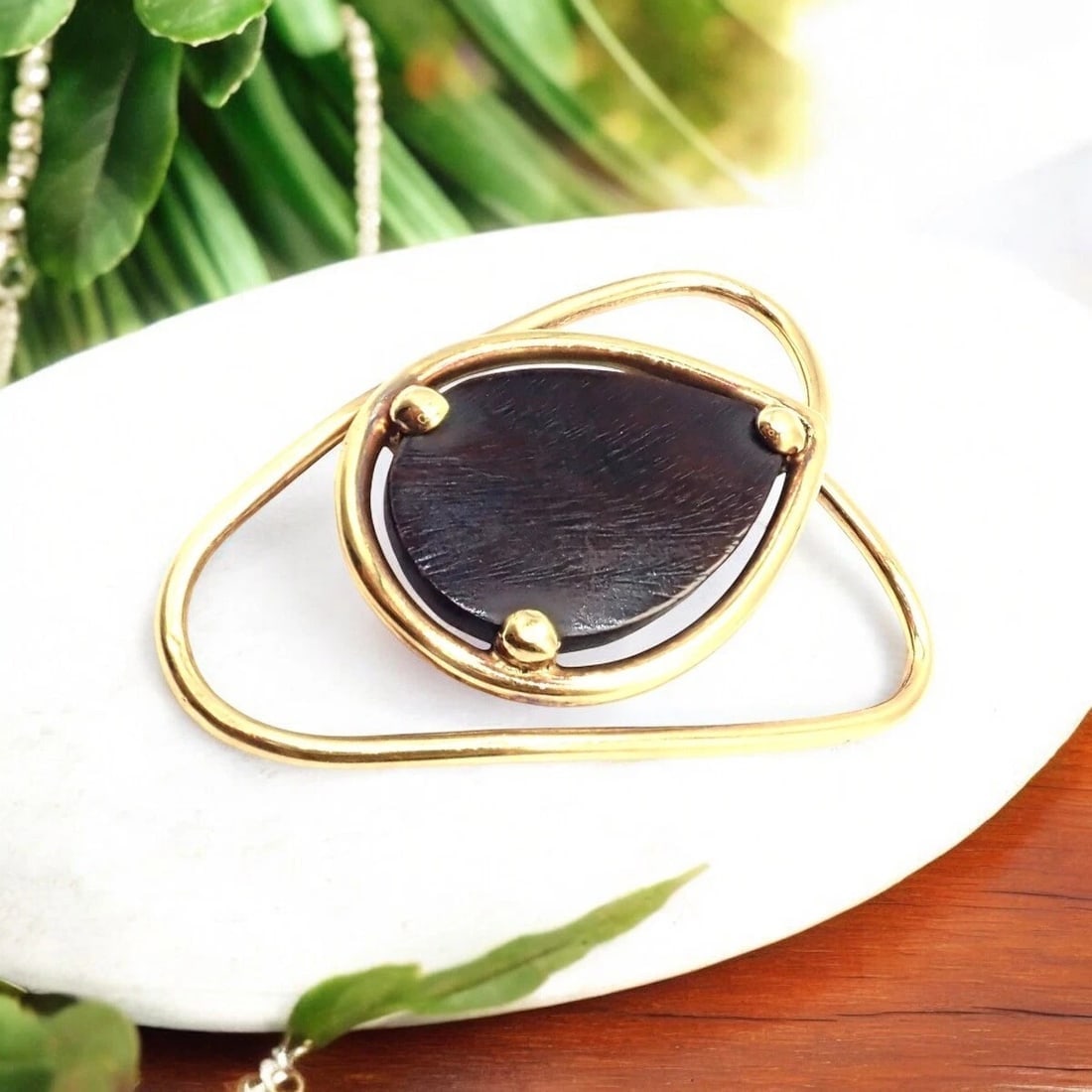 Vintage! Authentic Van Cleef & Arpels 18k Yellow Gold LetterWood Money Clip - 3