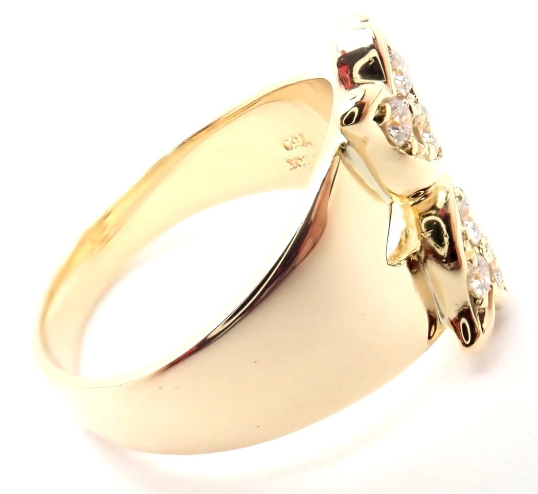 Rare! Authentic Christian Dior 18k Yellow Gold Diamond Flower Tulip Band Ring - 3