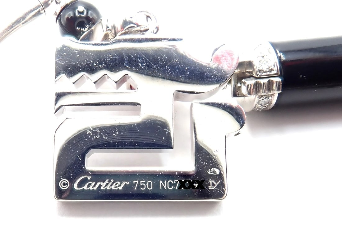 Cartier Le Baiser Du Dragon 18k Gold Diamond Ruby Onyx 2 Charms Bangle Bracelet - 7
