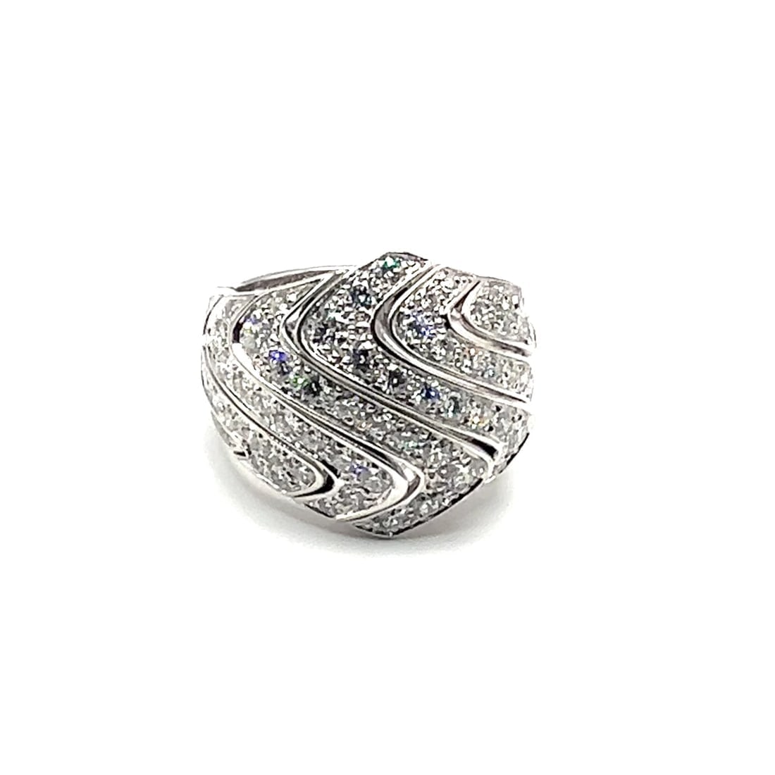 Rare! Authentic Cartier 18k White Gold Diamond Waves Large Ring - 2