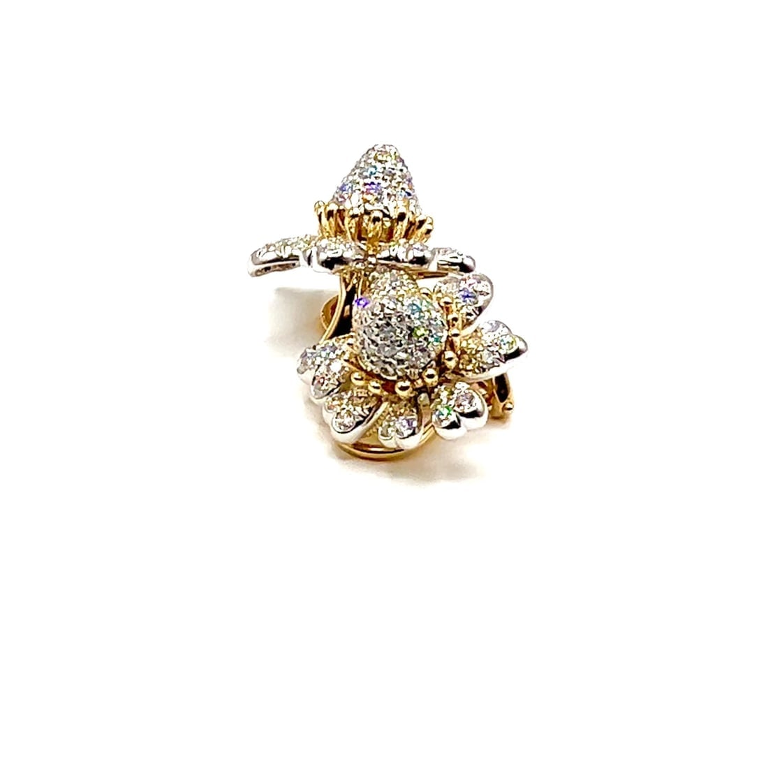 Tiffany & Co Schlumberger Cones And Petals 18k Gold Platinum Diamond Earrings - 2