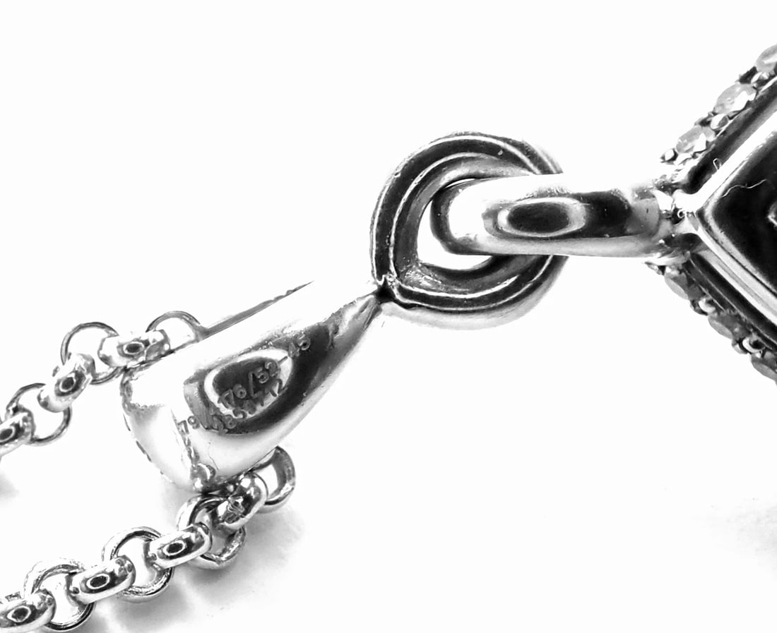 Authentic! Chopard Golden Diamonds 18k White Gold Diamond Chrome Stone Necklace - 5