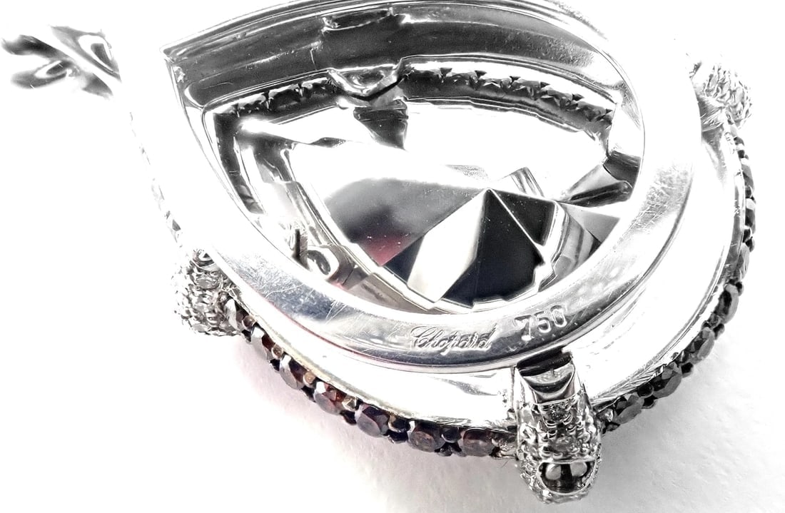 Authentic! Chopard Golden Diamonds 18k White Gold Diamond Chrome Stone Necklace - 7