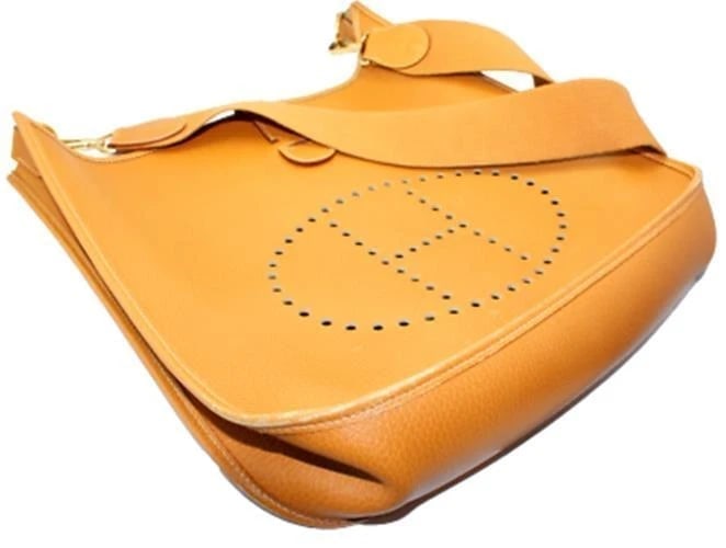 Authentic! Hermes Evelyne Natural Tan Clemence Leather GM Handbag Purse - 2