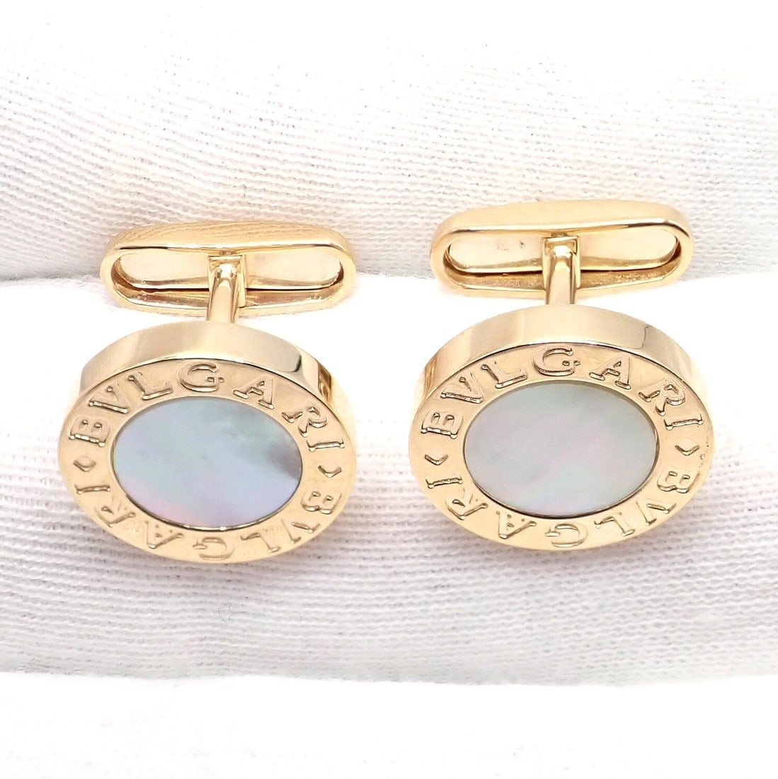 Authentic! Bvlgari Bulgari 18k Yellow Gold Multicenter Cufflink Kit Set - 7