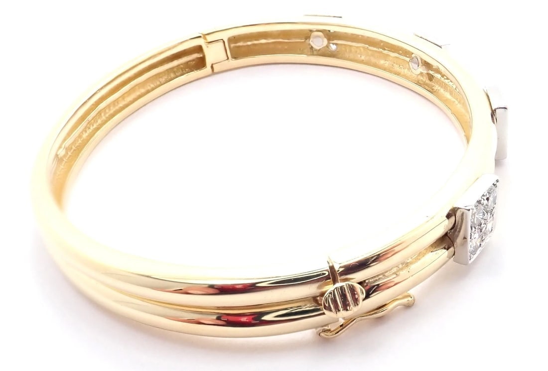 Rare! Vintage Authentic Tiffany & Co 18k Yellow Gold Diamond Bangle Bracelet - 3
