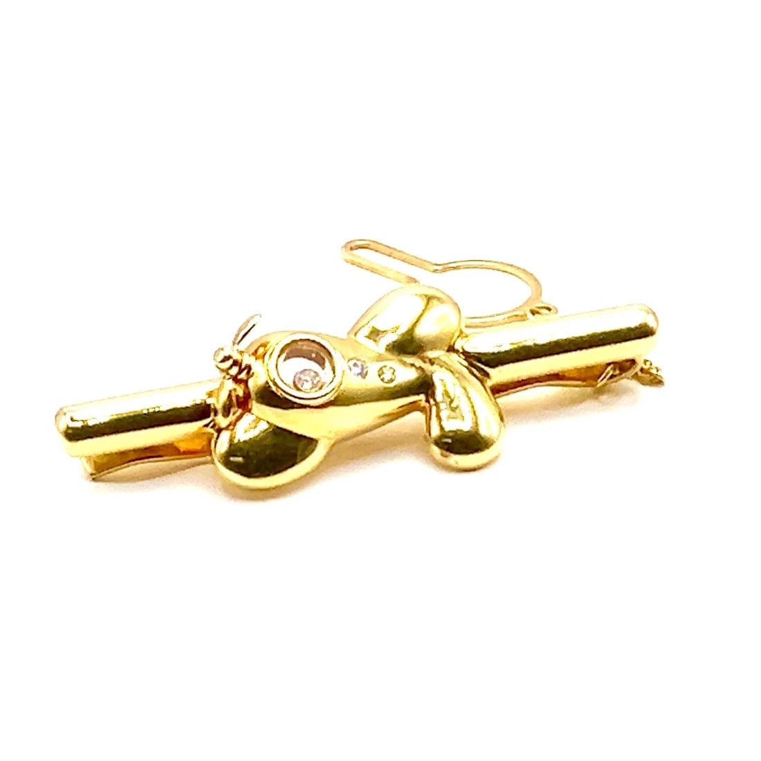 Authentic! Vintage Chopard 18k Yellow Gold Happy Diamond Airplane Tie Clip Clasp - 2